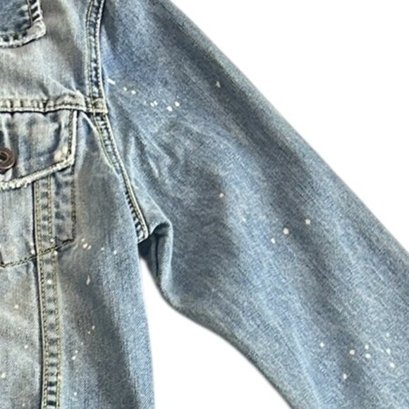 Vintage Brody Girls Denim Cropped Jacket Jean Distressed Bleached Sz M Faded - Picture 8 of 8